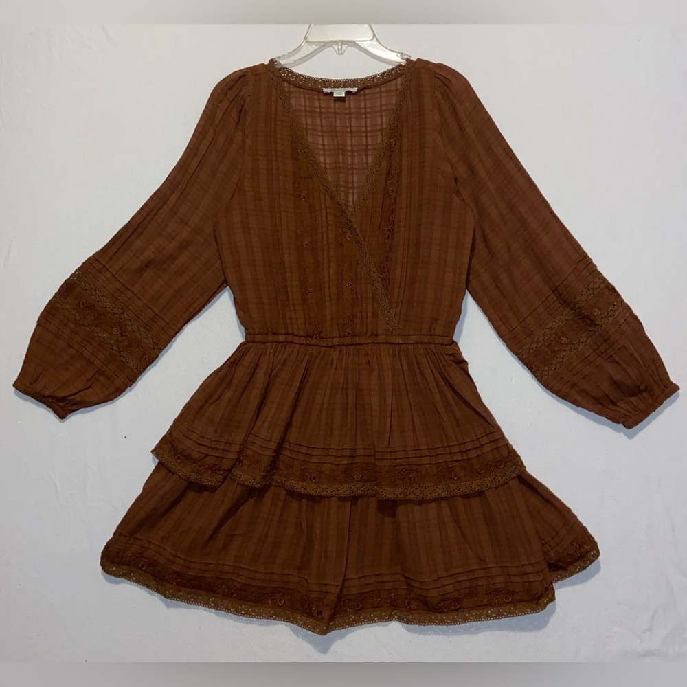 American Eagle Outfitters Brown Tiered Mini Dress